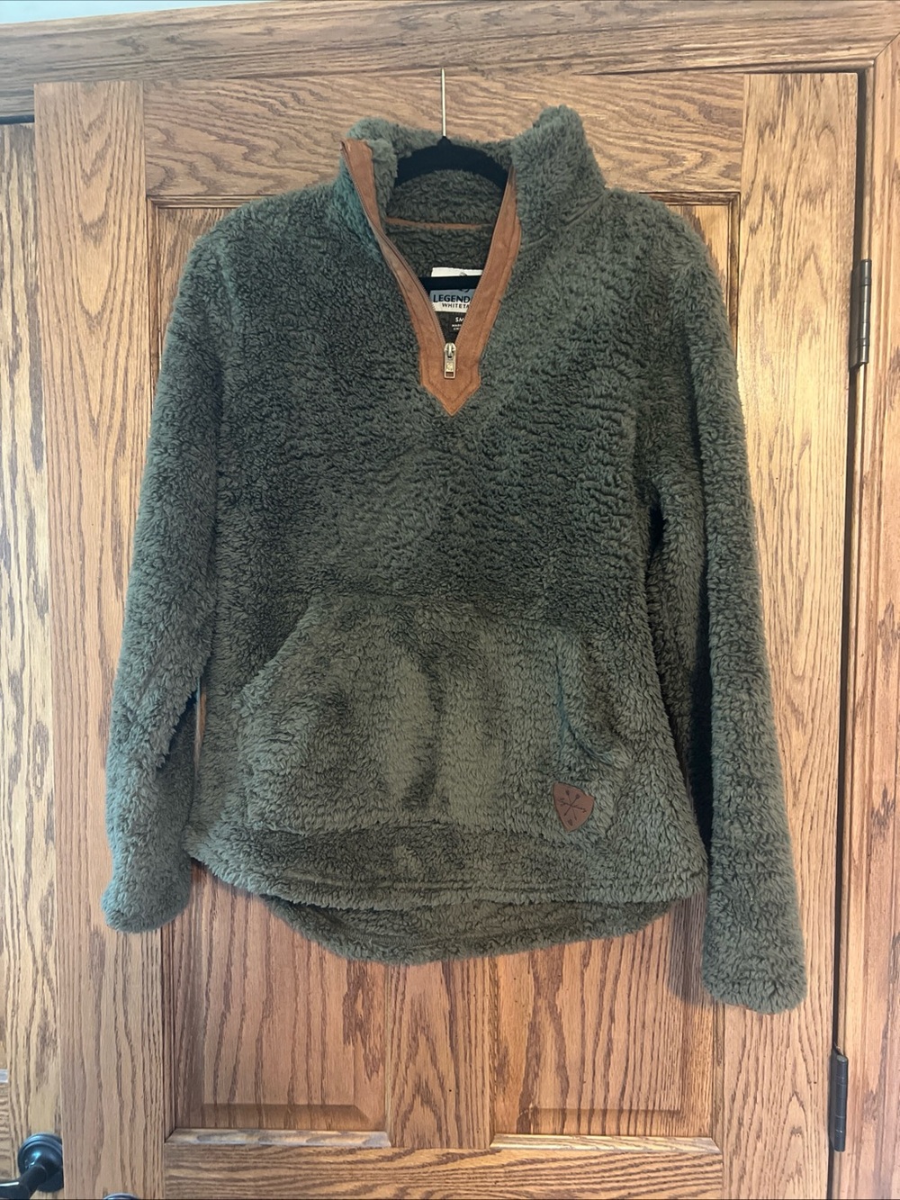 Legendary Whitetails Olive Green Sherpa Quarter-Zip Pullover with Tan Trim